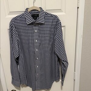 Lauren Ralph Lauren Men's Navy and White Classic Fit Gingham Shirt Sz 16.5